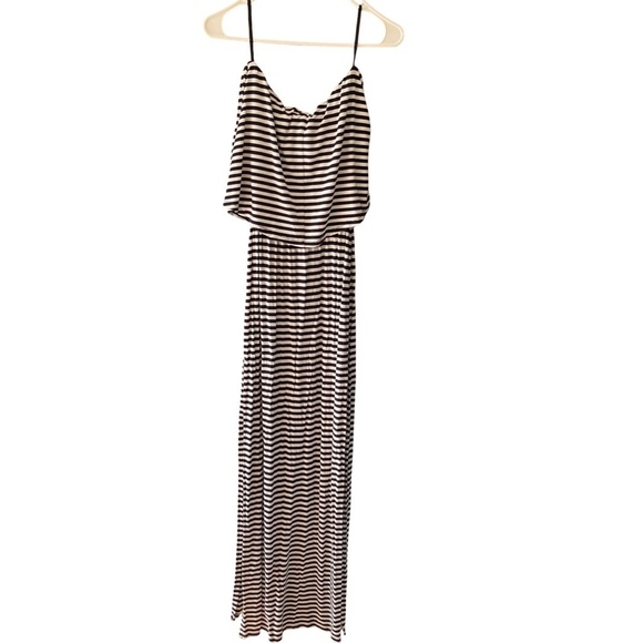 BAR III Tiered Strapless Maxi Dress | Black White Stripe | Size Medium - Picture 6 of 13